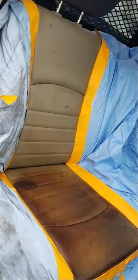 Before: Heavily stained seat bottom