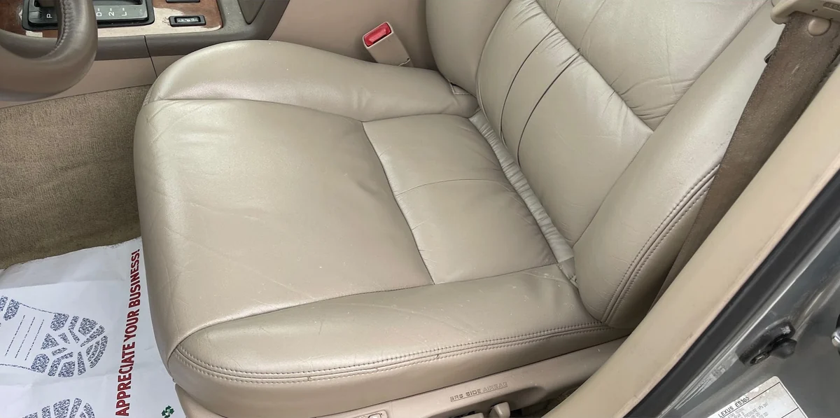 Leather seat after strip, seal and dye