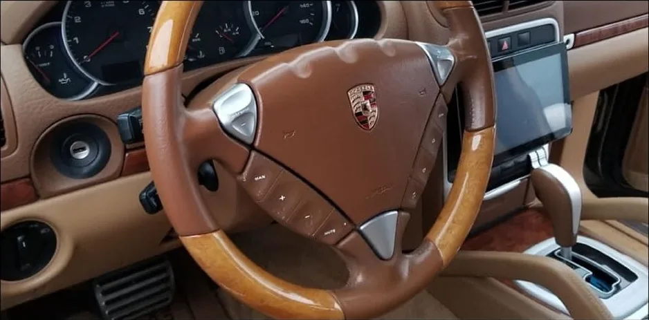 After: Porsche steering wheel