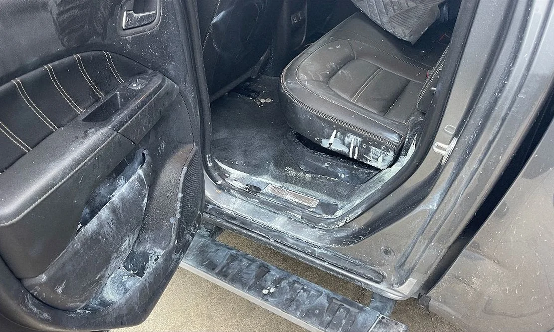 Before: GMC Canyon Denali — latex paint explosion
