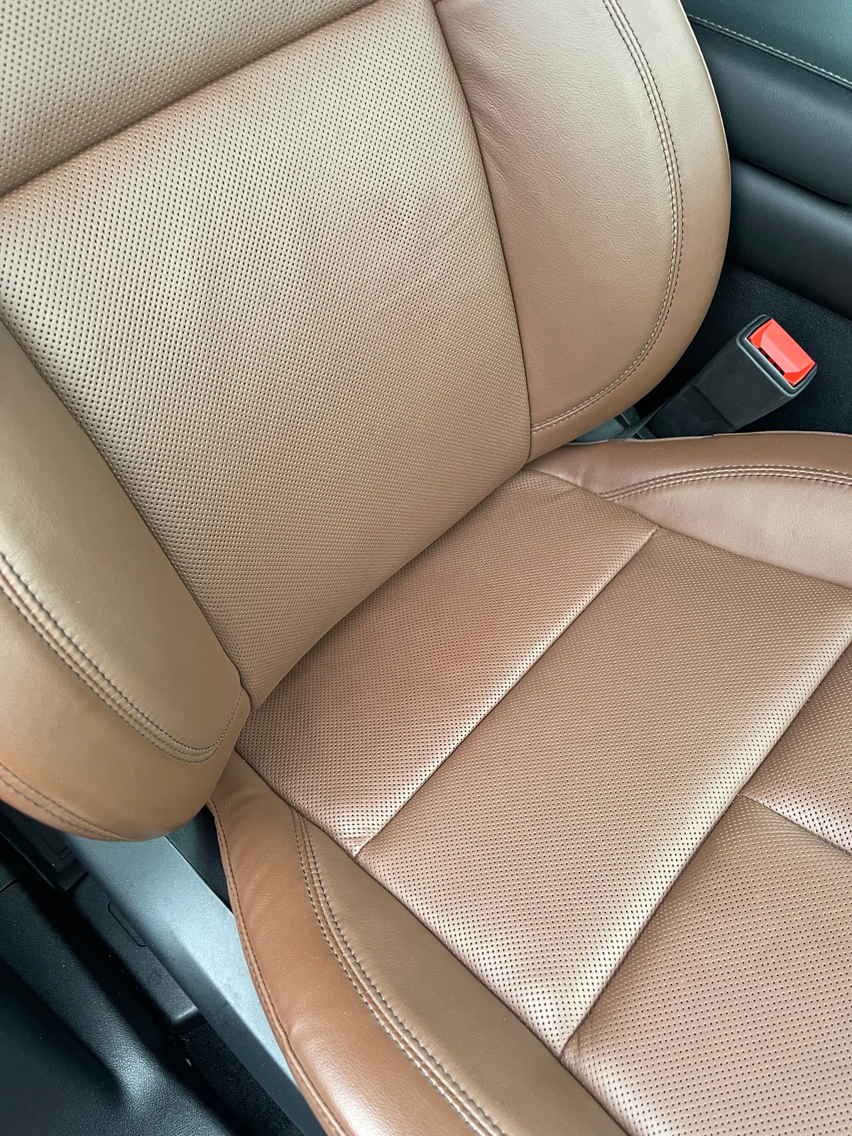 After: Tan leather seat